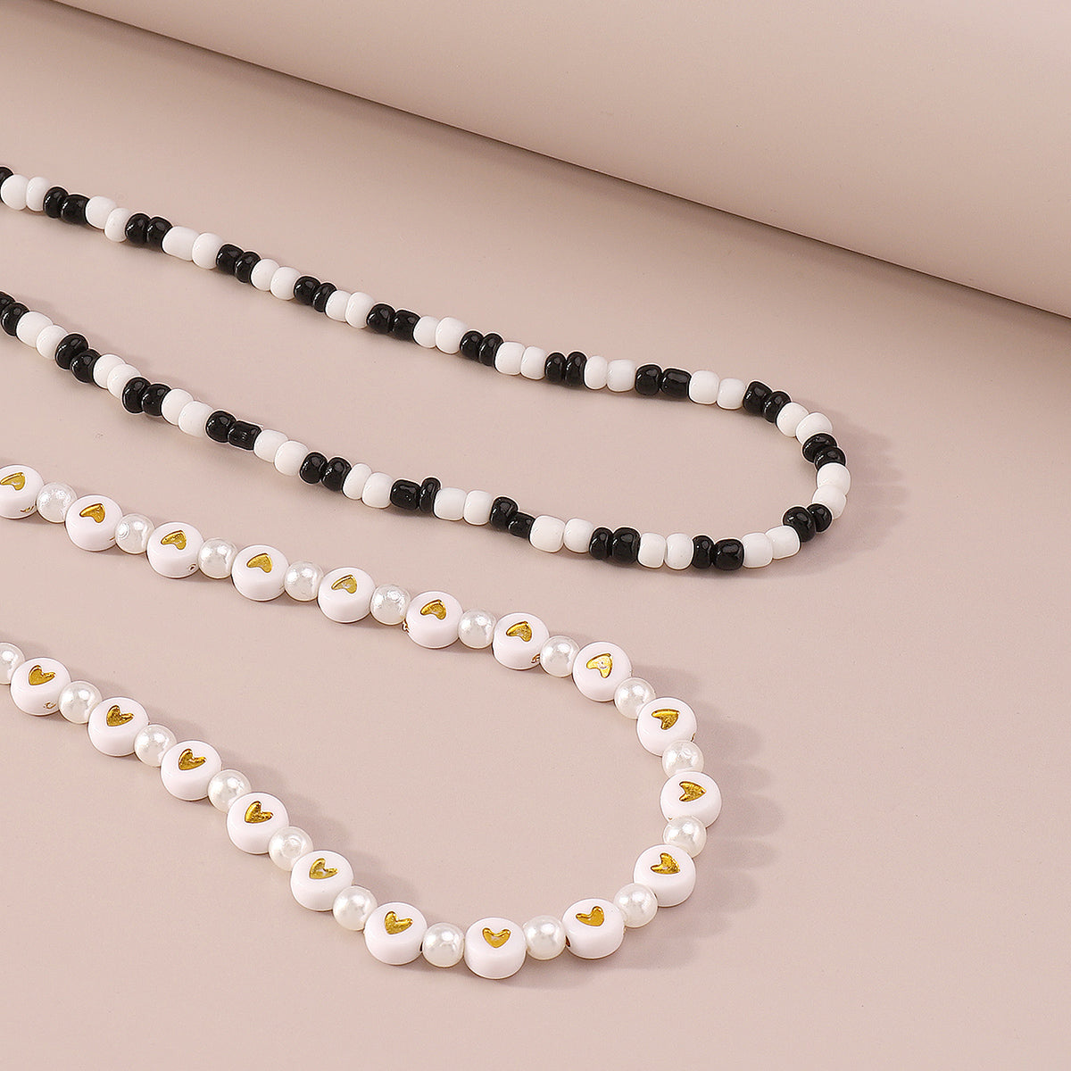 Bohemia Black & White Beads Pearl Choker Necklace medyjewelry
