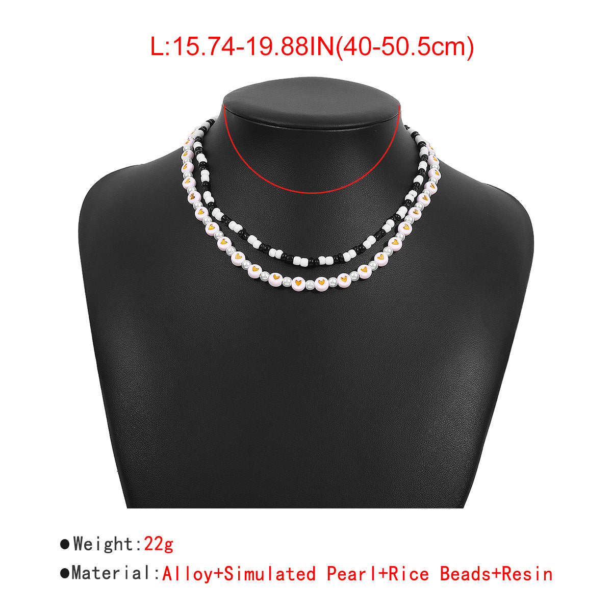 Bohemia Black & White Beads Pearl Choker Necklace medyjewelry