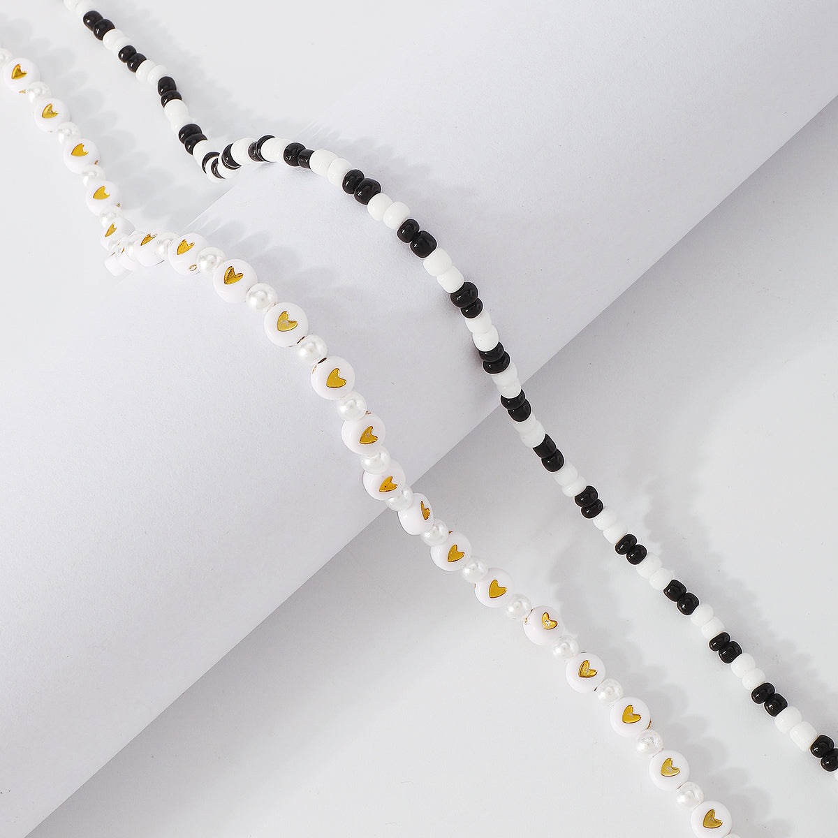 Bohemia Black & White Beads Pearl Choker Necklace medyjewelry