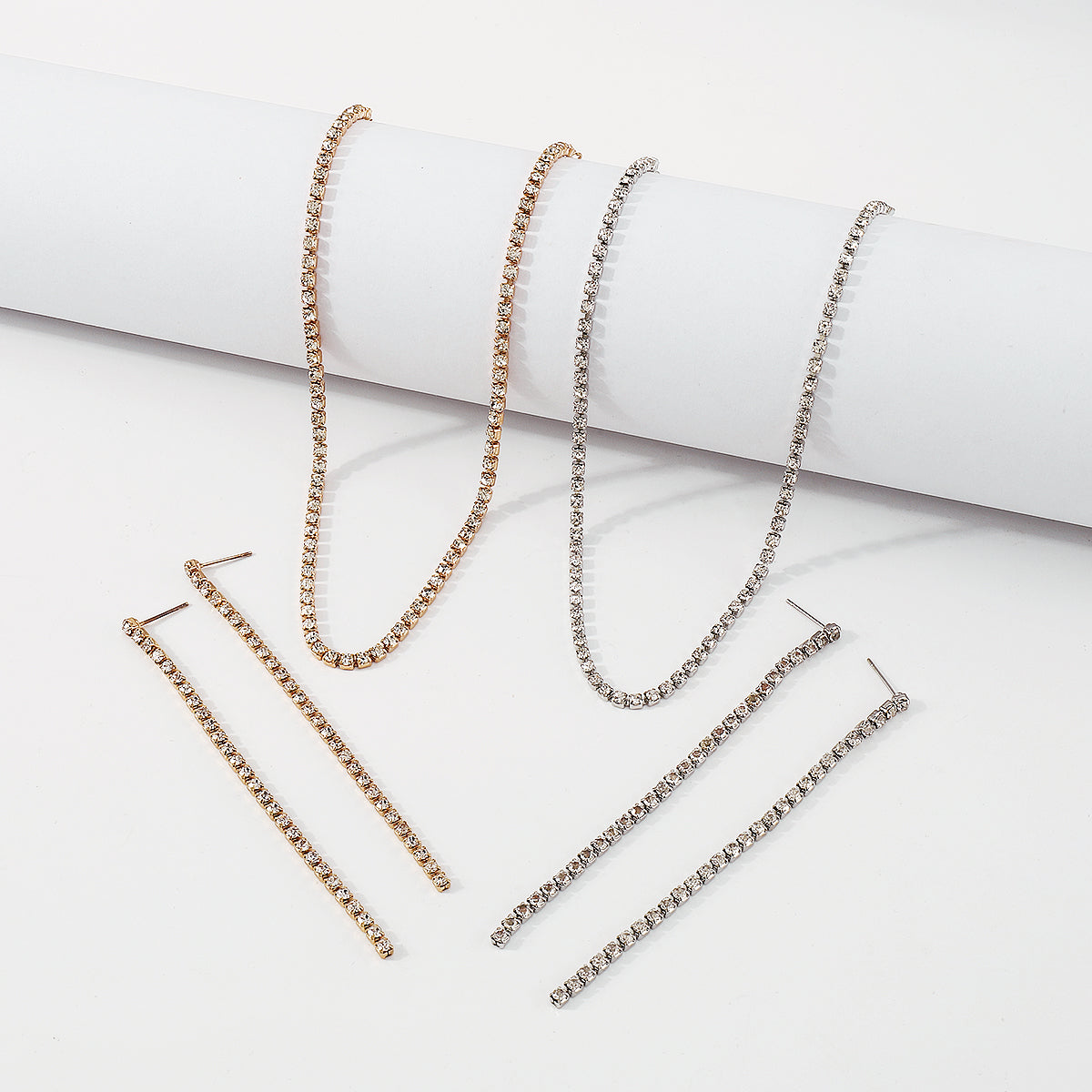 1 Row Shiny Choker Tennis Chain Necklace Set medyjewelry