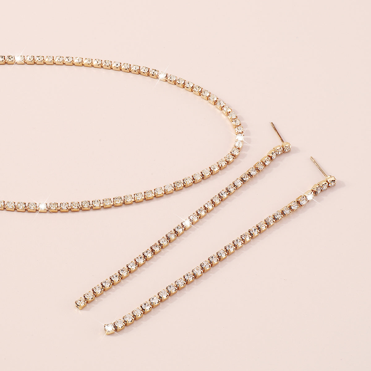 1 Row Shiny Choker Tennis Chain Necklace Set medyjewelry