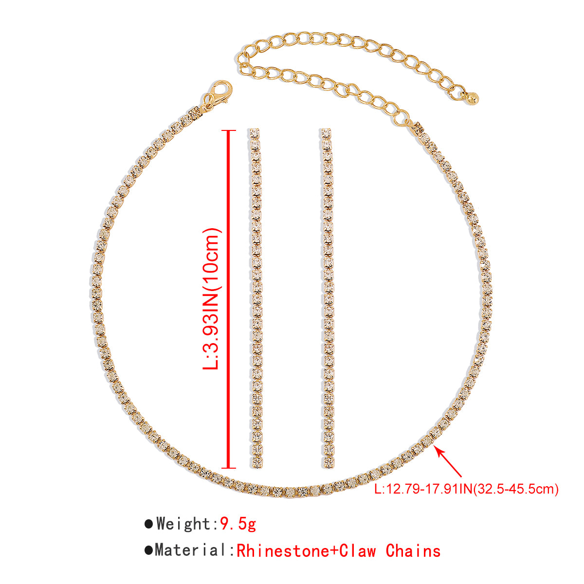 1 Row Shiny Choker Tennis Chain Necklace Set medyjewelry
