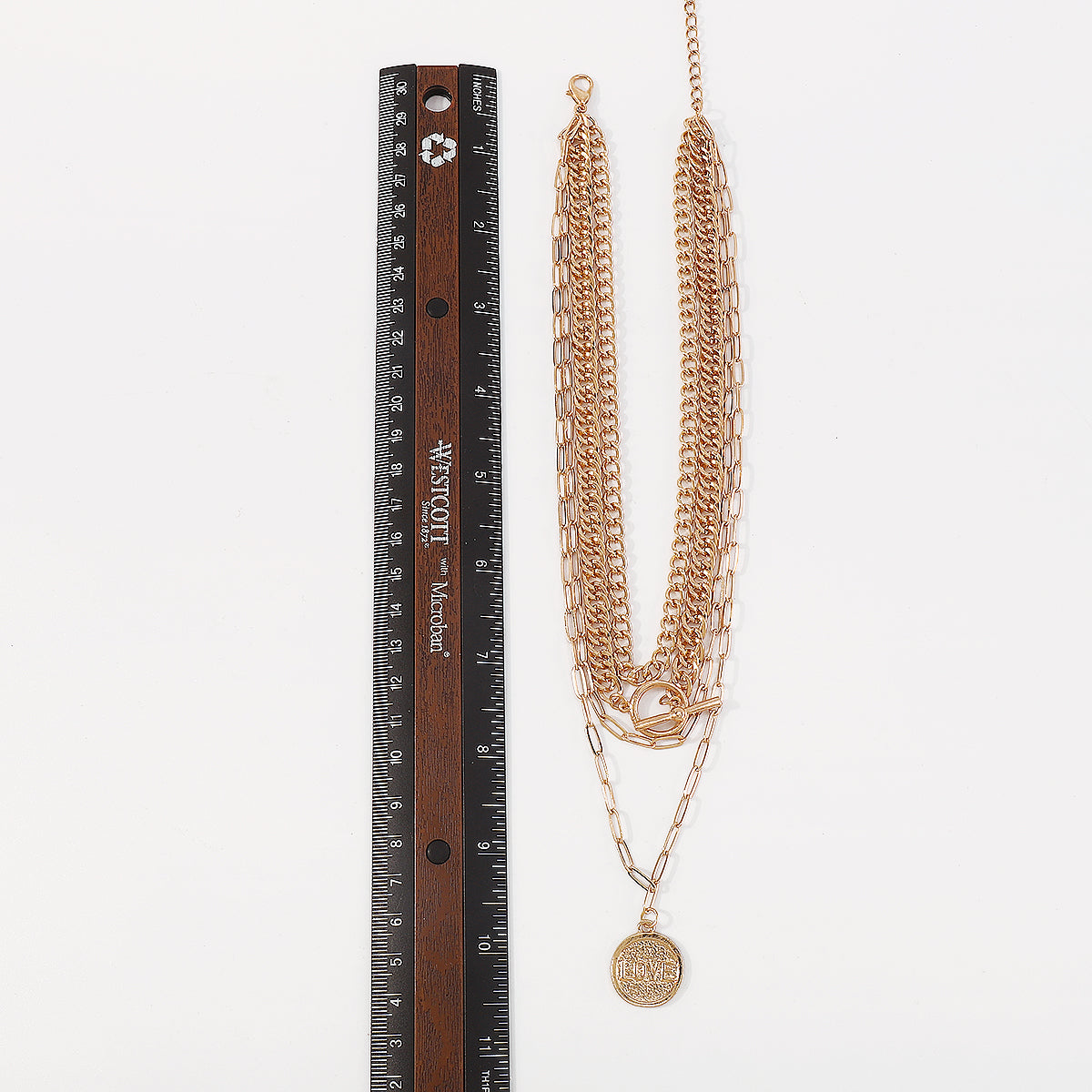 Multi-Strand Carved LOVE Pendant Toggle Necklaces medyjewelry