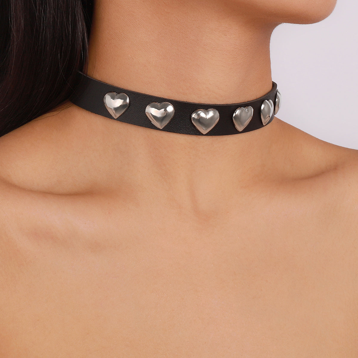 PU Leather w/Heart Star Choker Necklace medyjewelry