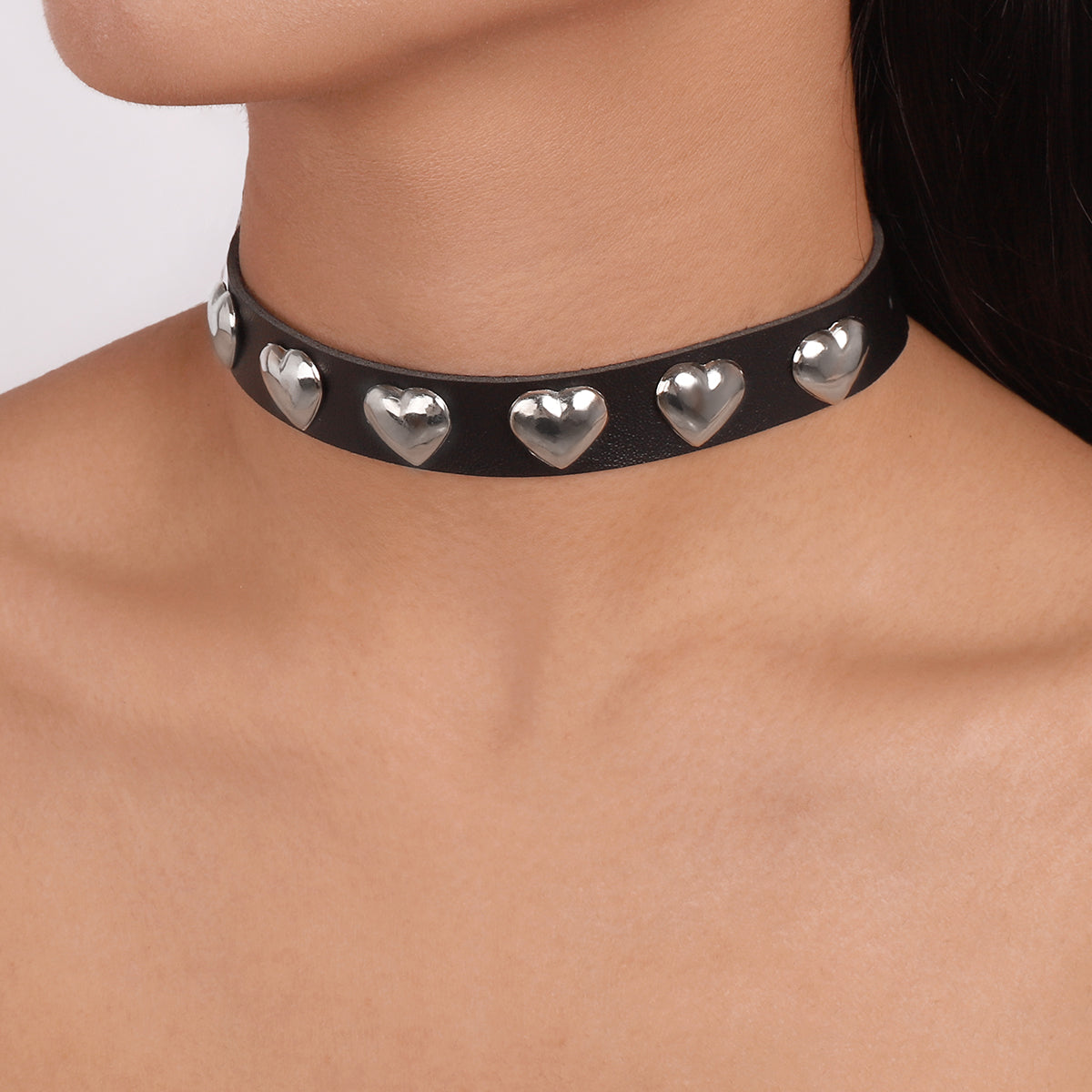PU Leather w/Heart Star Choker Necklace medyjewelry