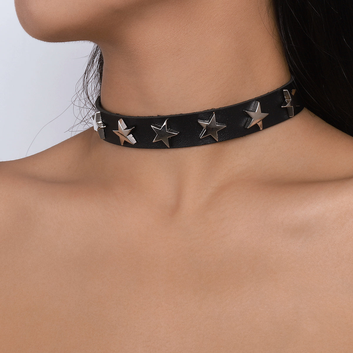 PU Leather w/Heart Star Choker Necklace medyjewelry