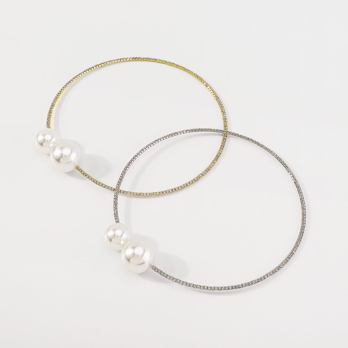 Elegant Big Pearls Open Claw Chain Collar Necklace medyjewelry