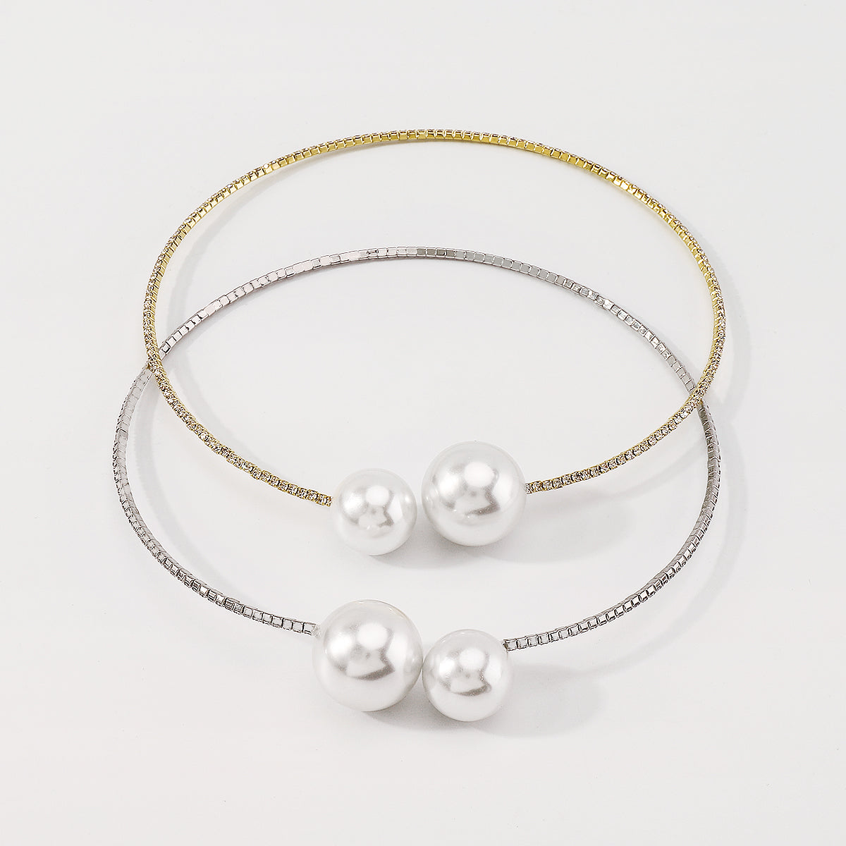 Elegant Big Pearls Open Claw Chain Collar Necklace medyjewelry