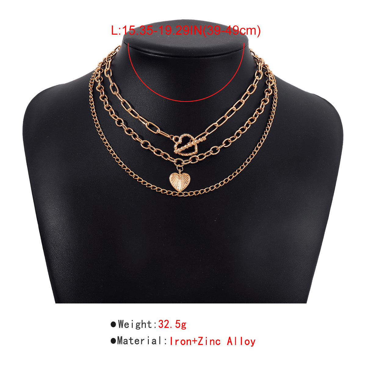 Cuban Link Chain Heart Pendant Necklace medyjewelry