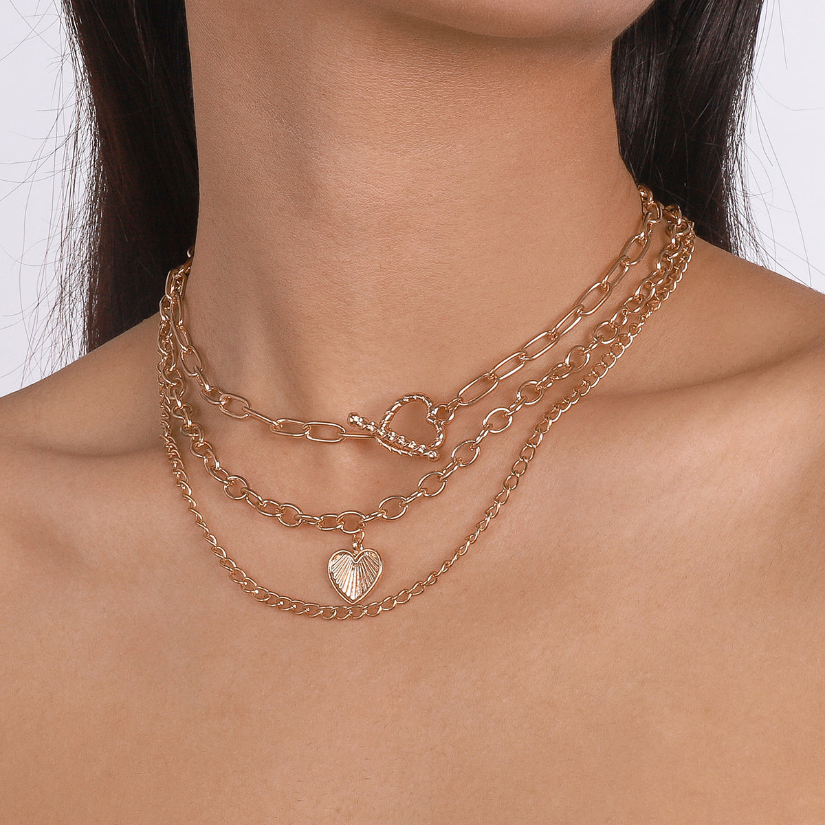 Cuban Link Chain Heart Pendant Necklace medyjewelry