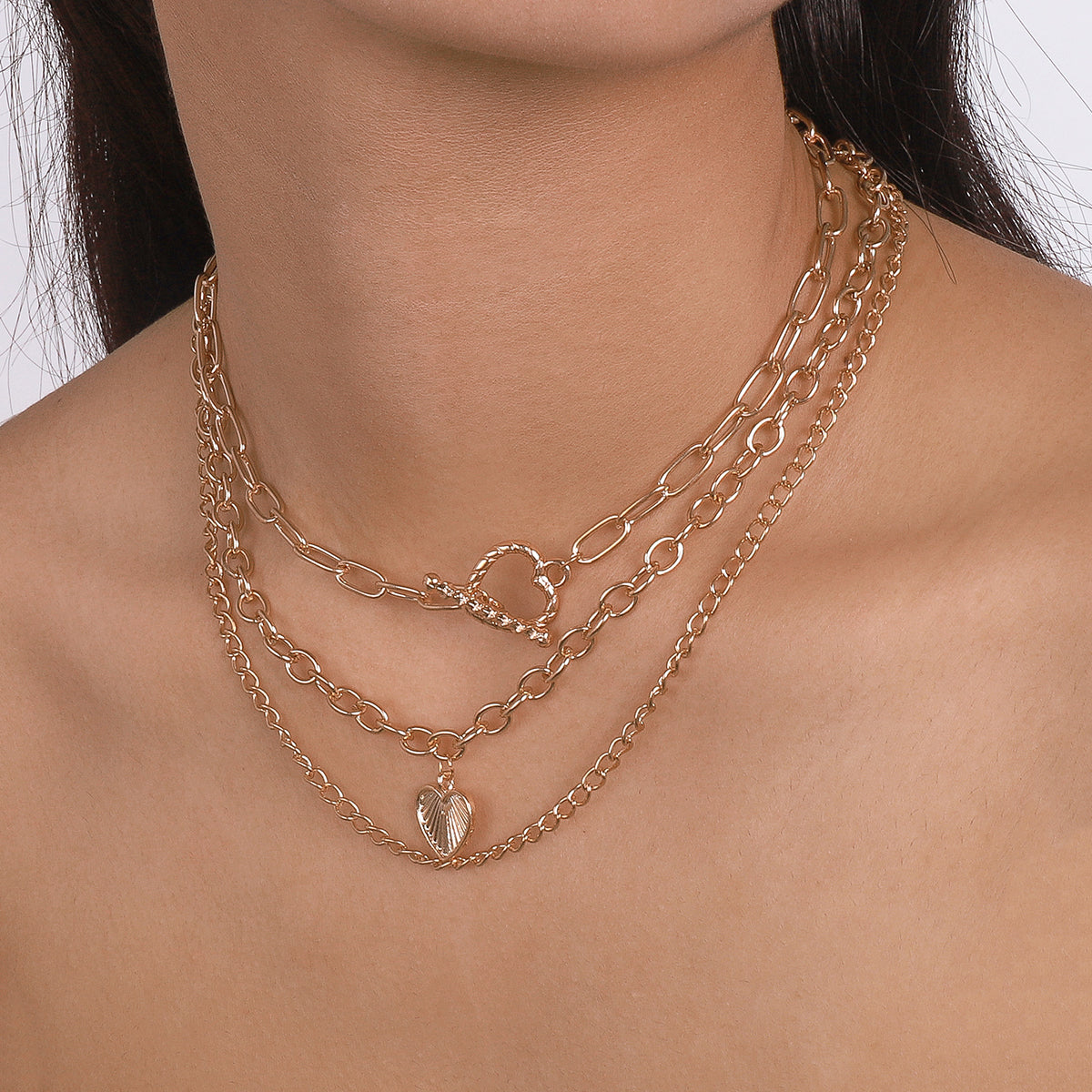Cuban Link Chain Heart Pendant Necklace medyjewelry
