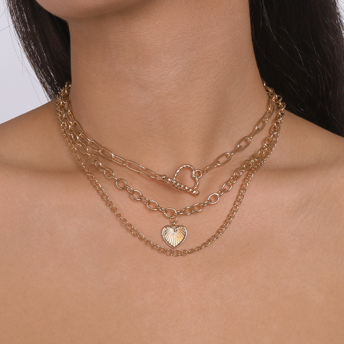 Cuban Link Chain Heart Pendant Necklace medyjewelry