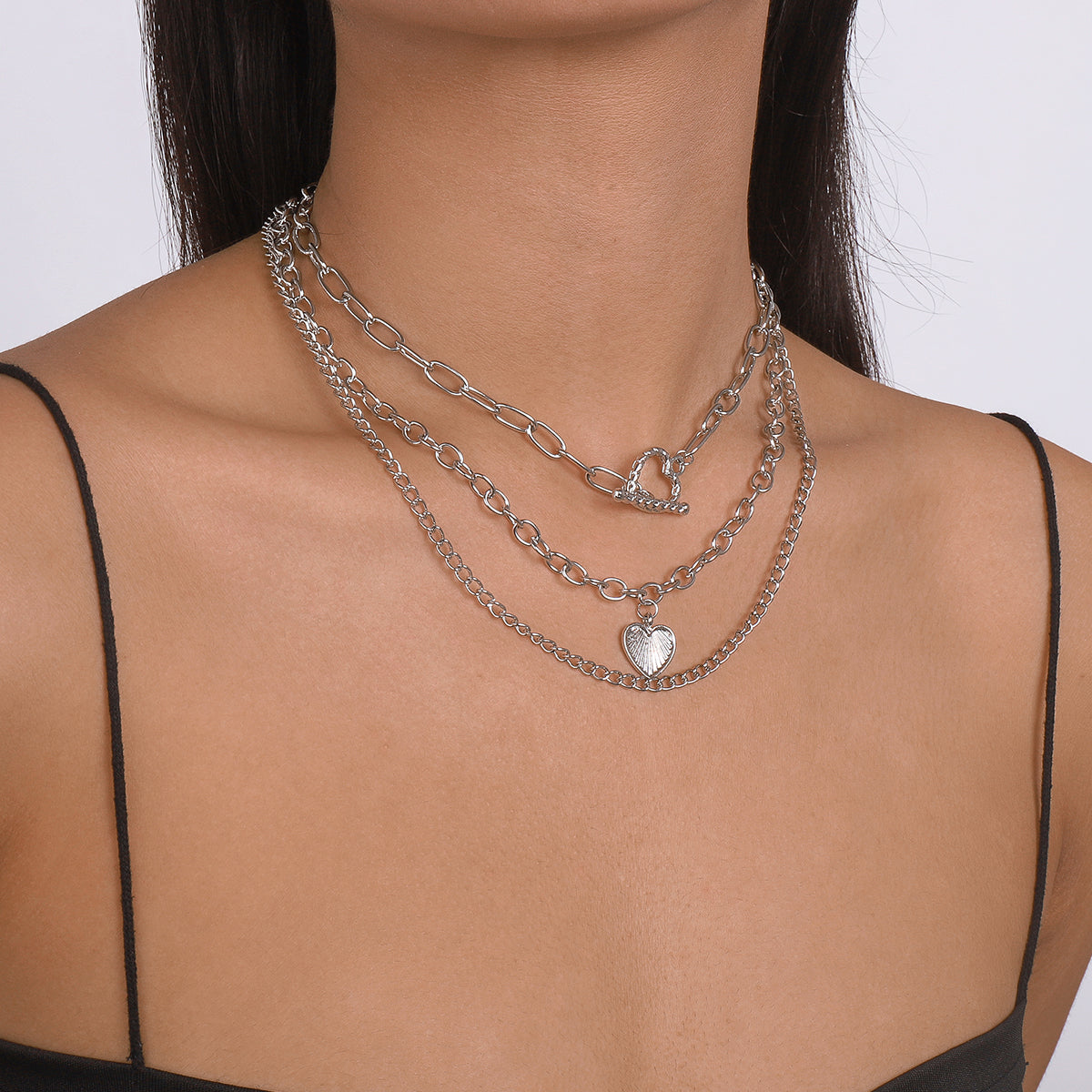 Cuban Link Chain Heart Pendant Necklace medyjewelry