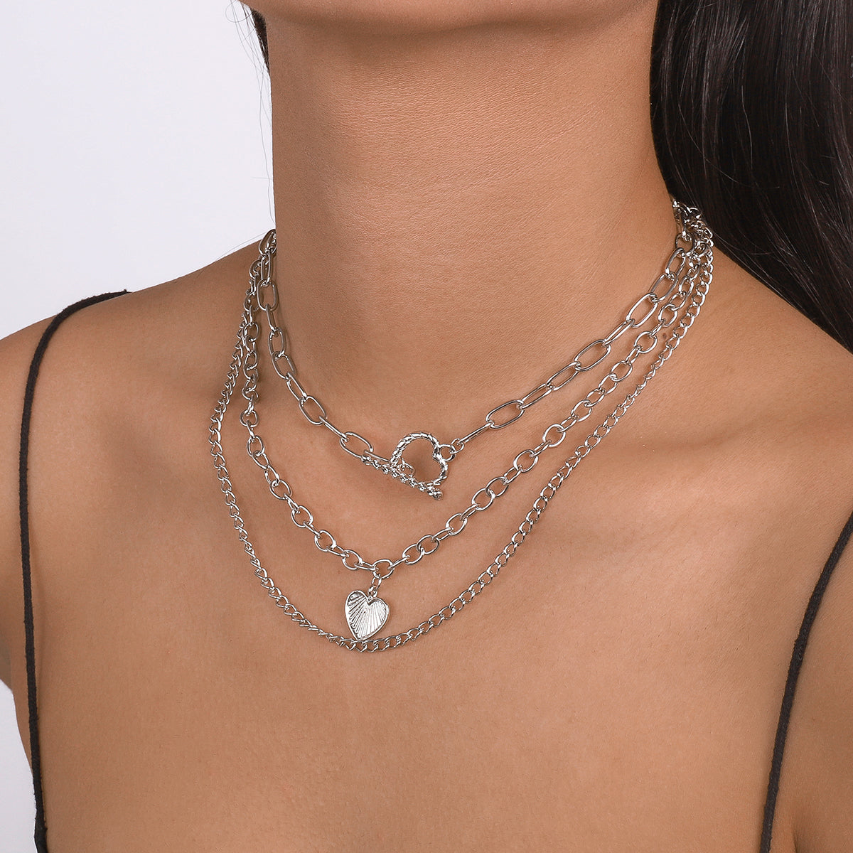 Cuban Link Chain Heart Pendant Necklace medyjewelry