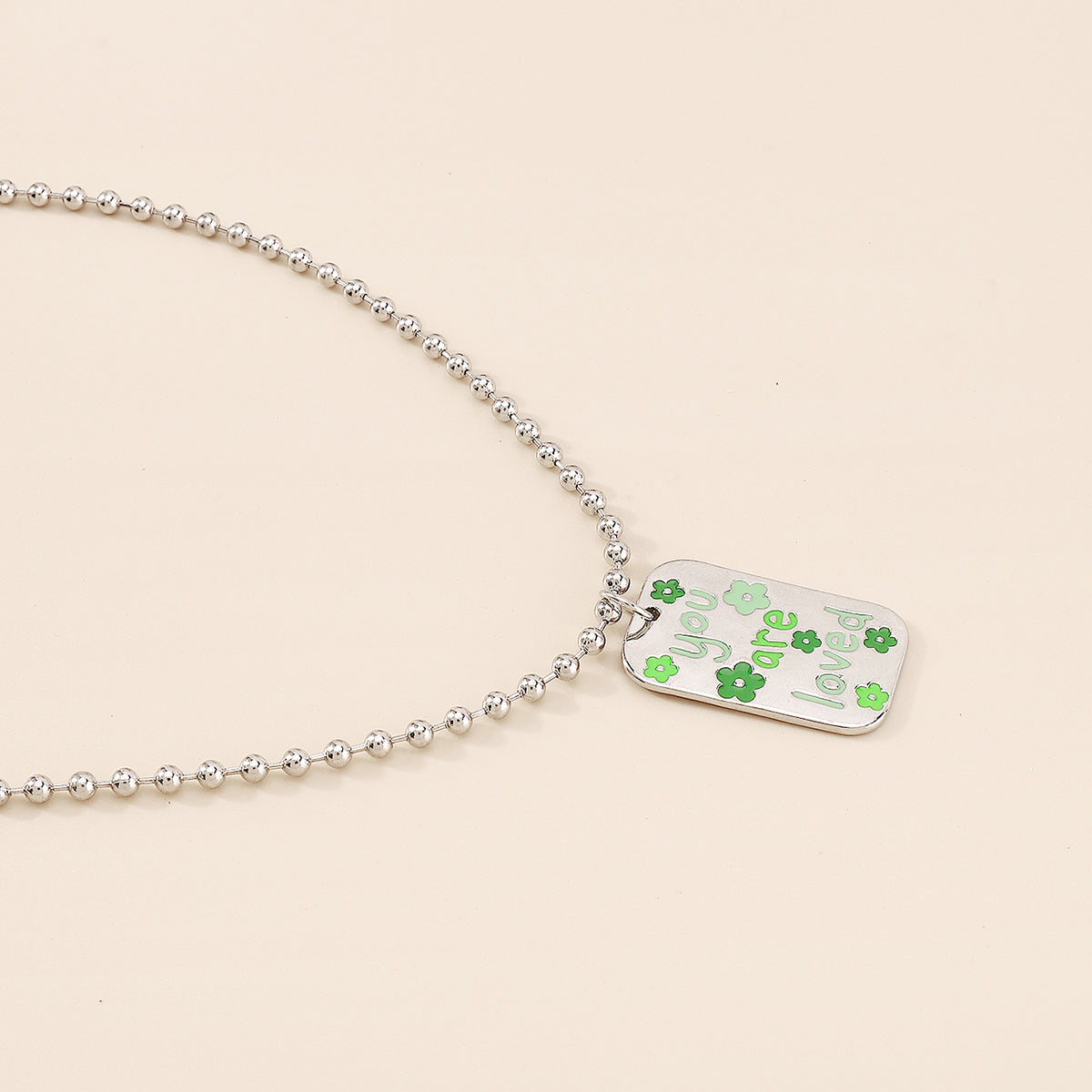 Square Enamel Floarl Pendant Necklace medyjewelry
