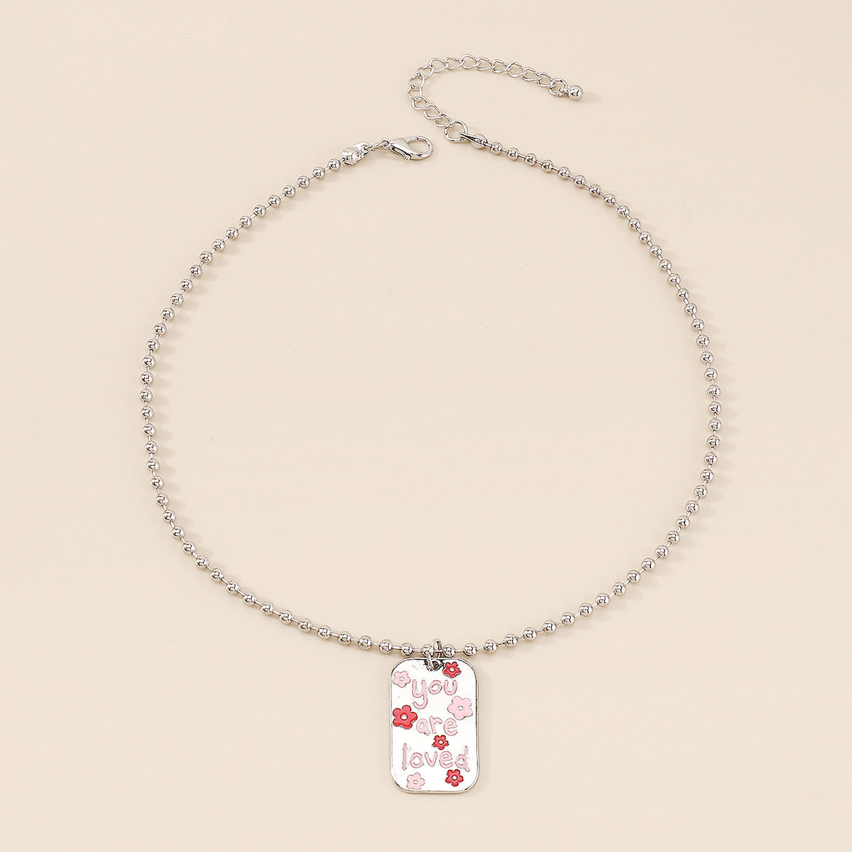 Square Enamel Floarl Pendant Necklace medyjewelry