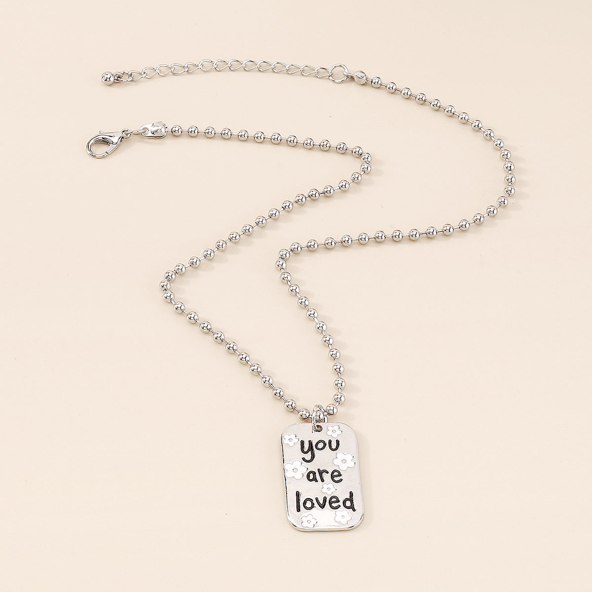 Square Enamel Floarl Pendant Necklace medyjewelry
