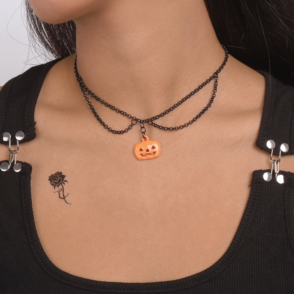 Halloween Nightmare Pumpkin Pendant Necklace medyjewelry