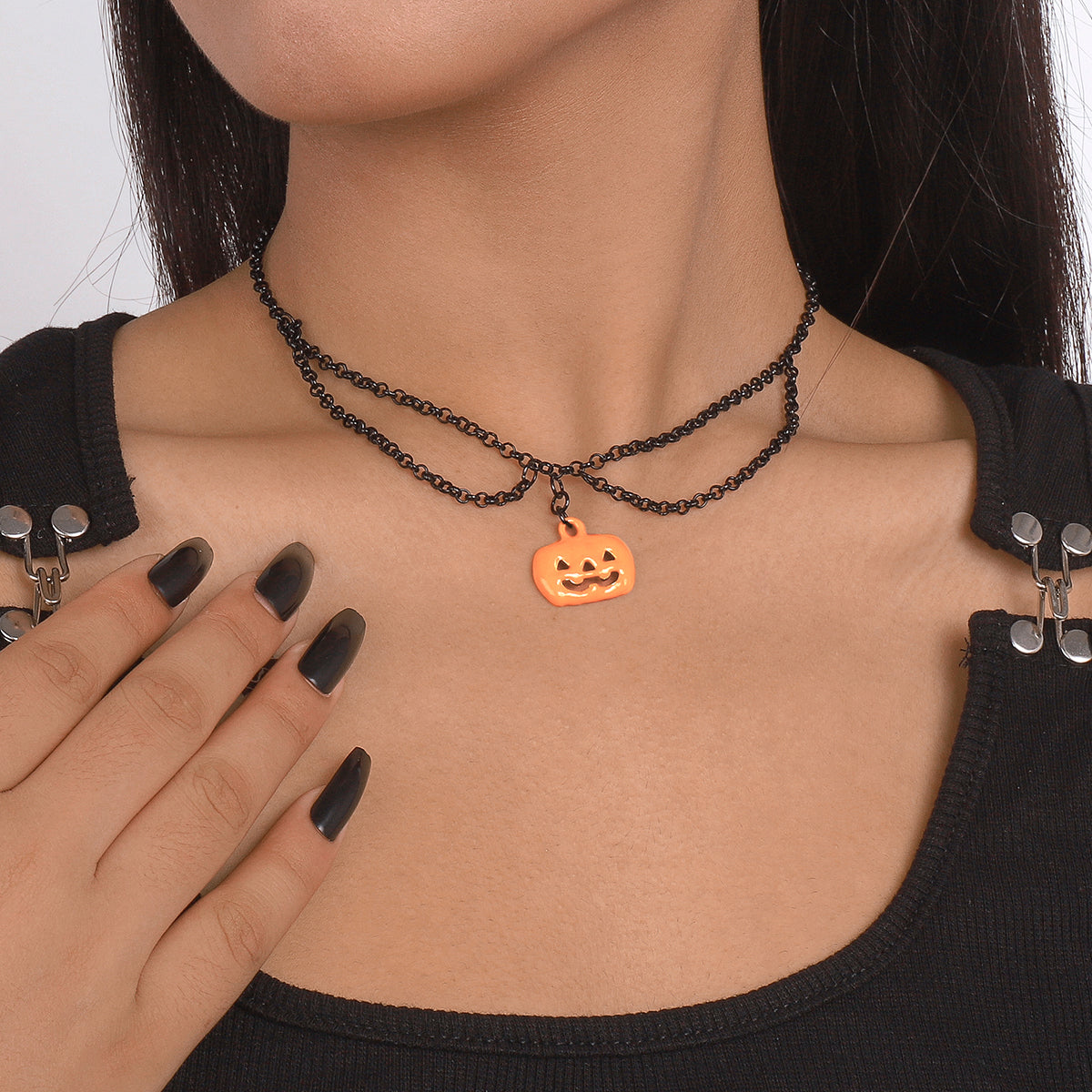 Halloween Nightmare Pumpkin Pendant Necklace medyjewelry