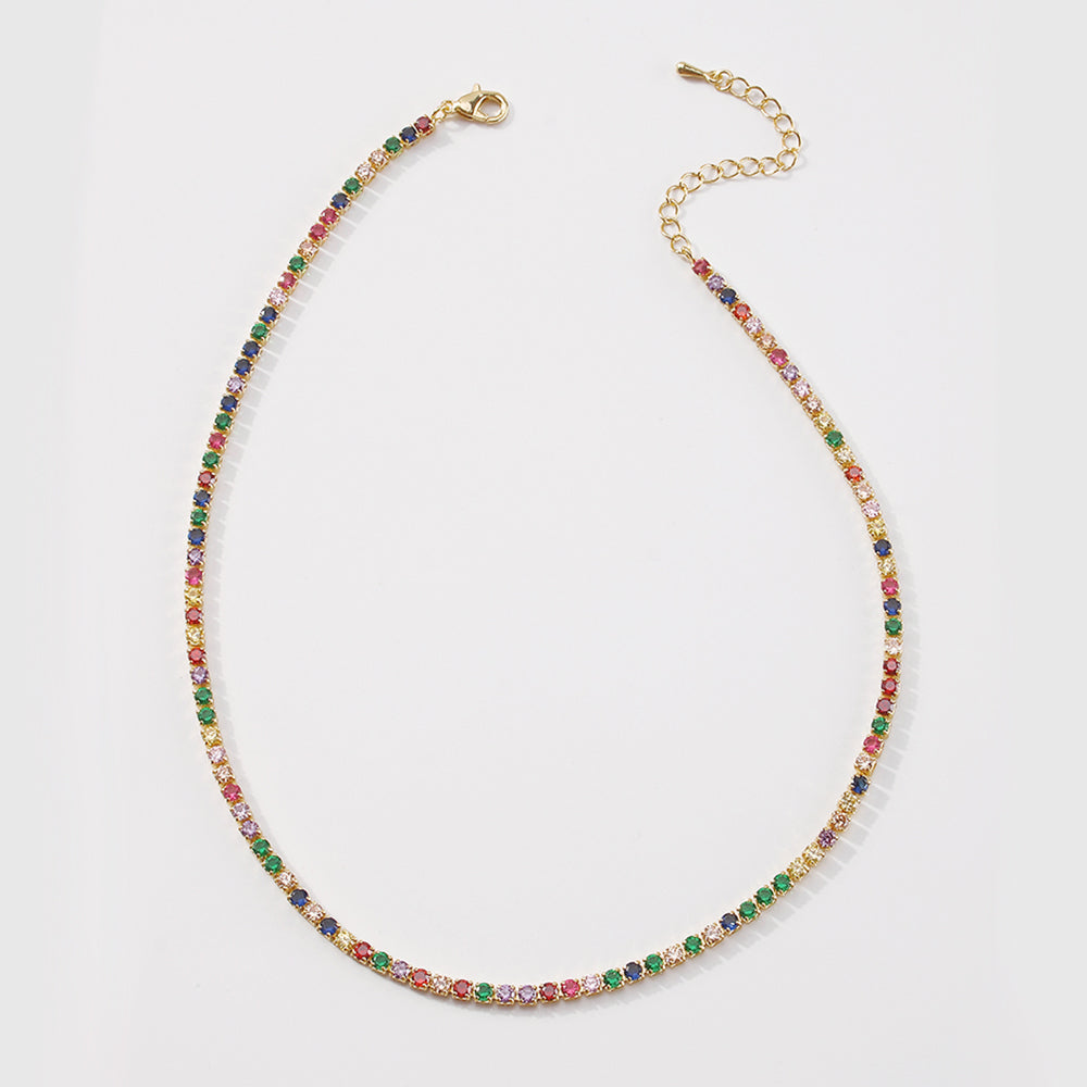 18K Gold Plated Stainless Steel Tennis Necklace medyjewelry