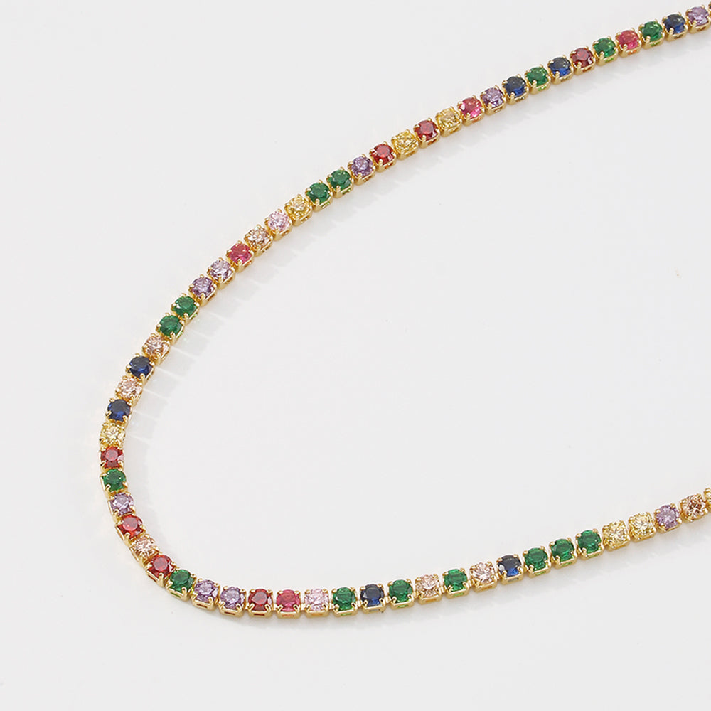 18K Gold Plated Stainless Steel Tennis Necklace medyjewelry