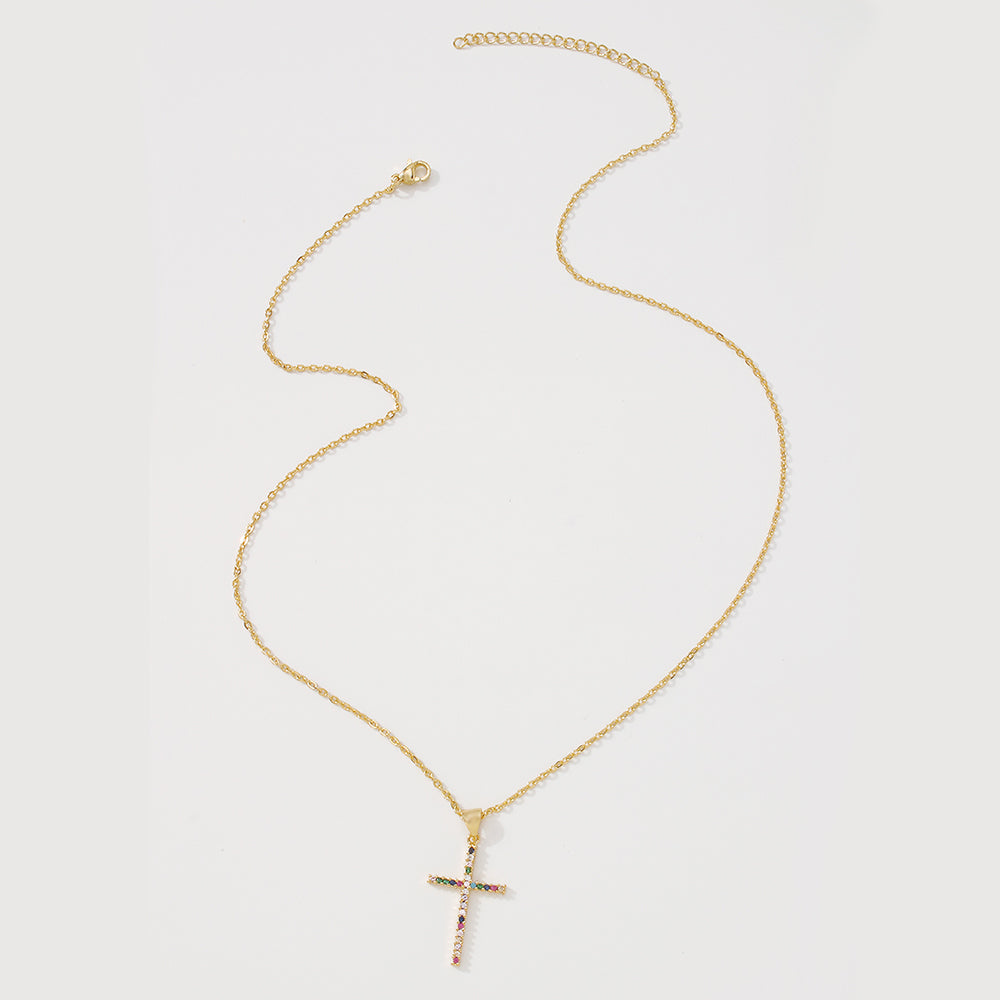 18K Gold Plated Stainless Steel Cross Necklace medyjewelry