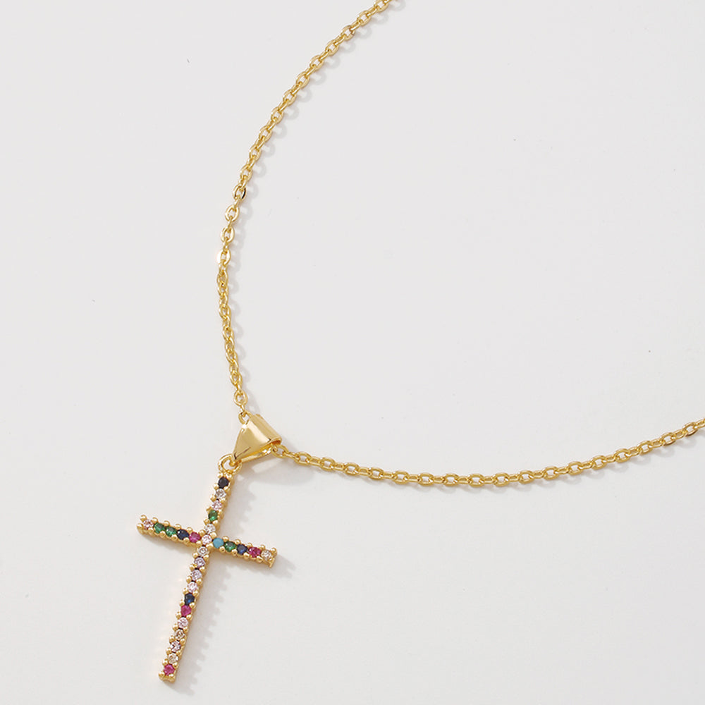 18K Gold Plated Stainless Steel Cross Necklace medyjewelry