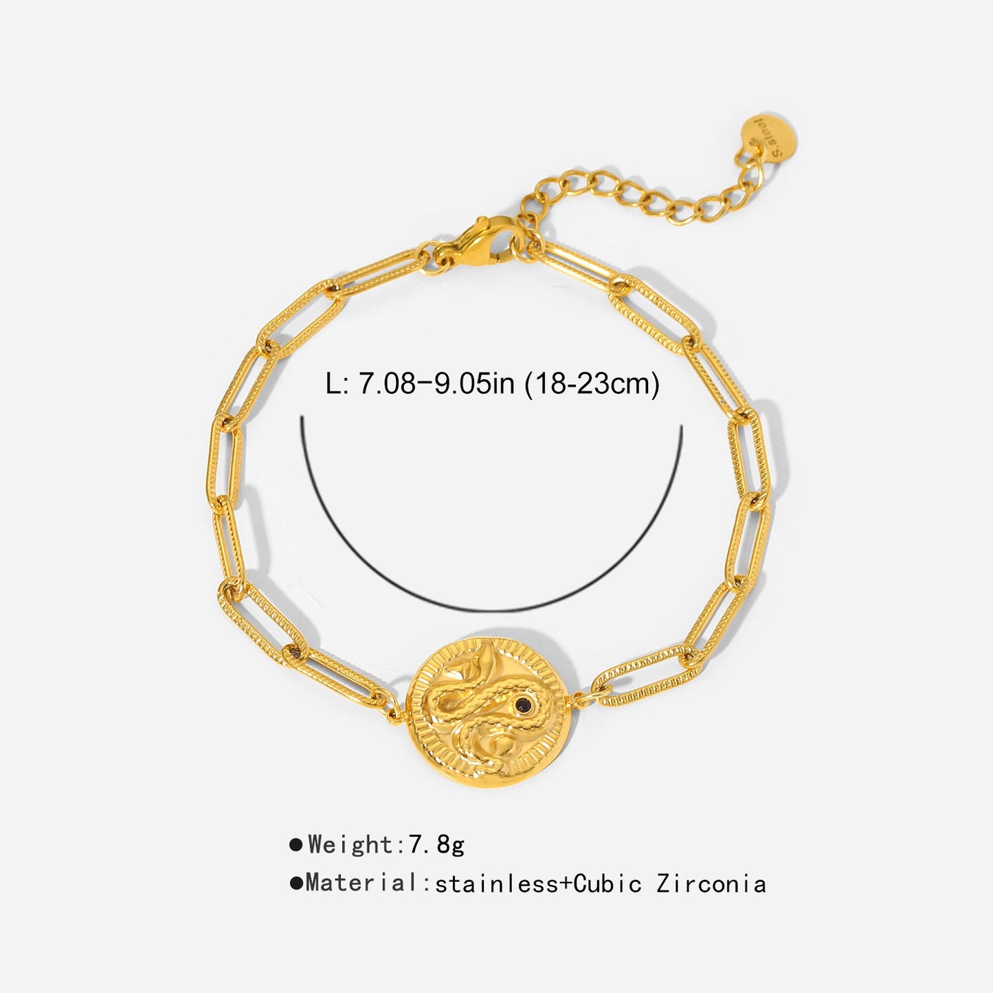 Stainless Steel Bracelet Snake Embossed Bracelet medyjewelry