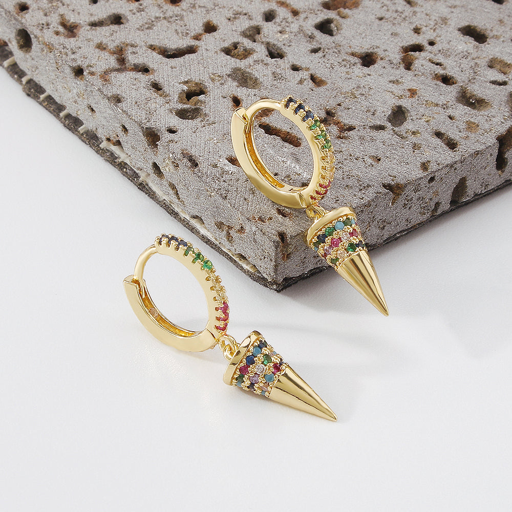18K Gold Plated Copper Rivets & Vertical Bar Drop Earrings medyjewelry