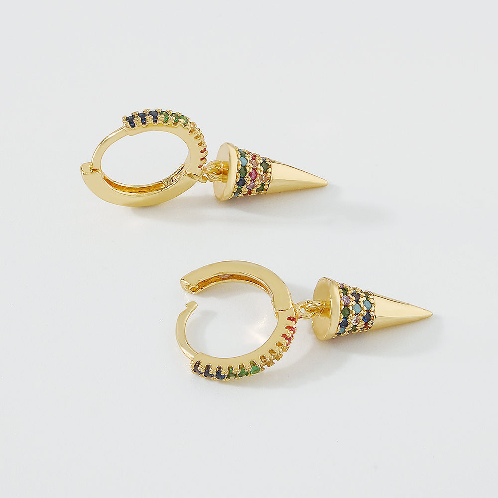 18K Gold Plated Copper Rivets & Vertical Bar Drop Earrings medyjewelry