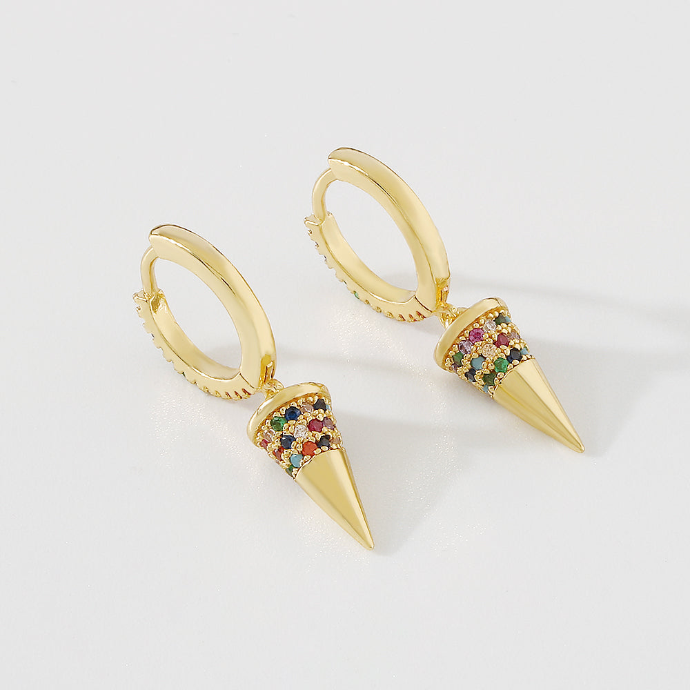 18K Gold Plated Copper Rivets & Vertical Bar Drop Earrings medyjewelry
