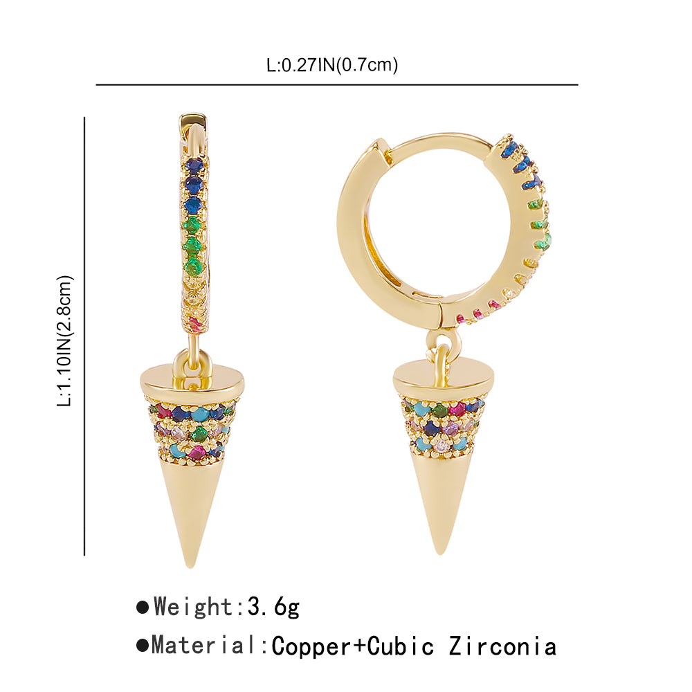 18K Gold Plated Copper Rivets & Vertical Bar Drop Earrings medyjewelry