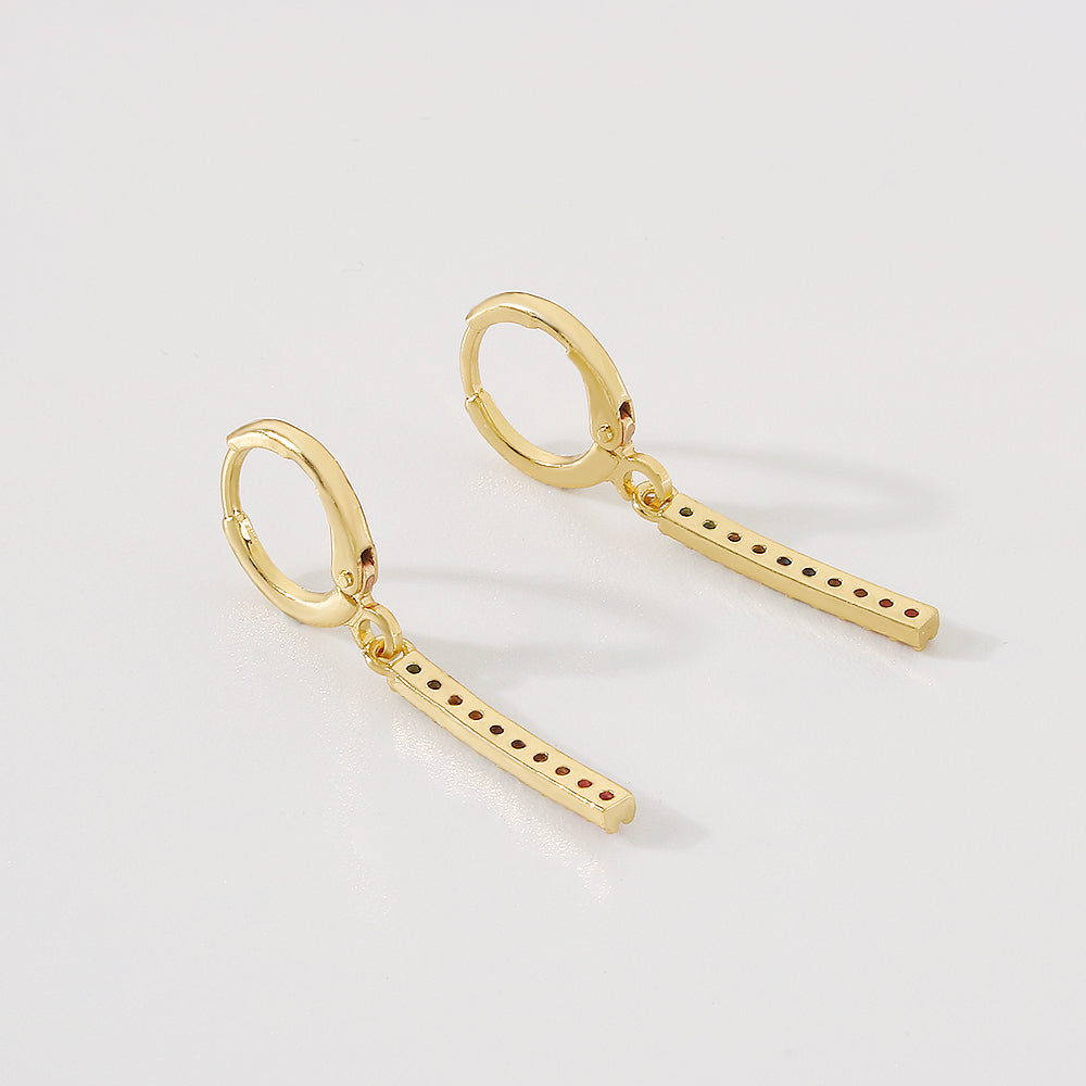 18K Gold Plated Copper Rivets & Vertical Bar Drop Earrings medyjewelry