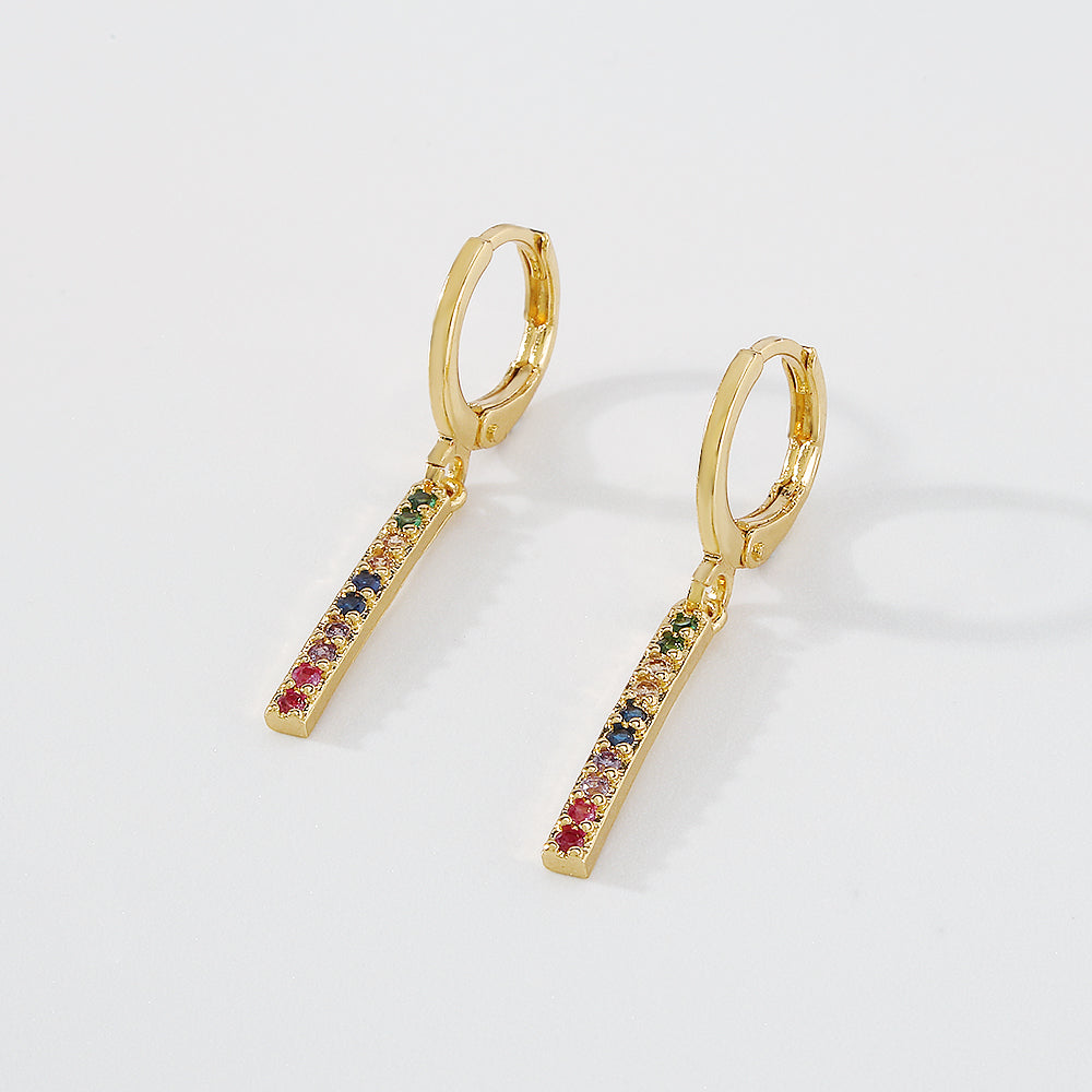 18K Gold Plated Copper Rivets & Vertical Bar Drop Earrings medyjewelry