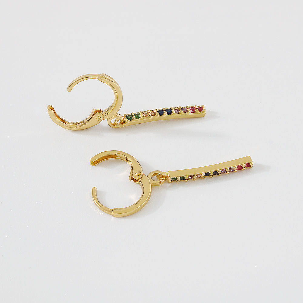 18K Gold Plated Copper Rivets & Vertical Bar Drop Earrings medyjewelry