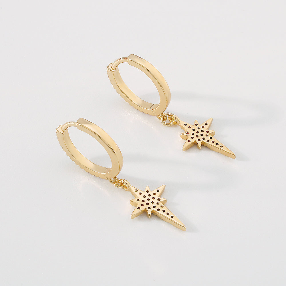 18K Gold Plated Copper Smiley Dangle Huggies medyjewelry