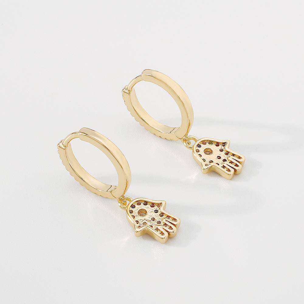 18K Gold Plated Copper Smiley Dangle Huggies medyjewelry