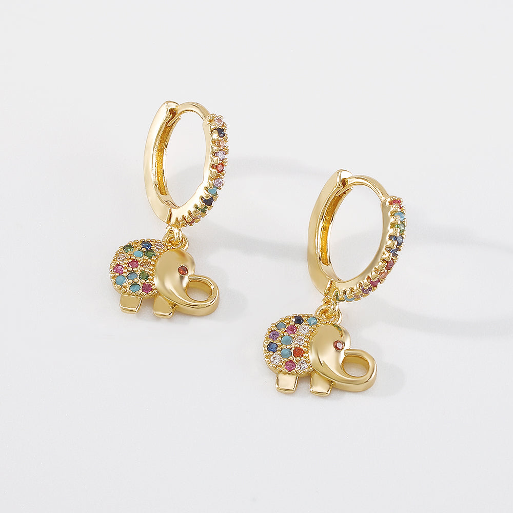 18K Gold Plated Copper CZ Dangle Huggies medyjewelry