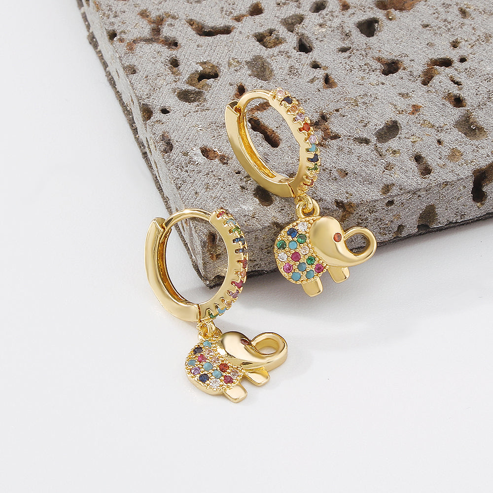 18K Gold Plated Copper CZ Dangle Huggies medyjewelry