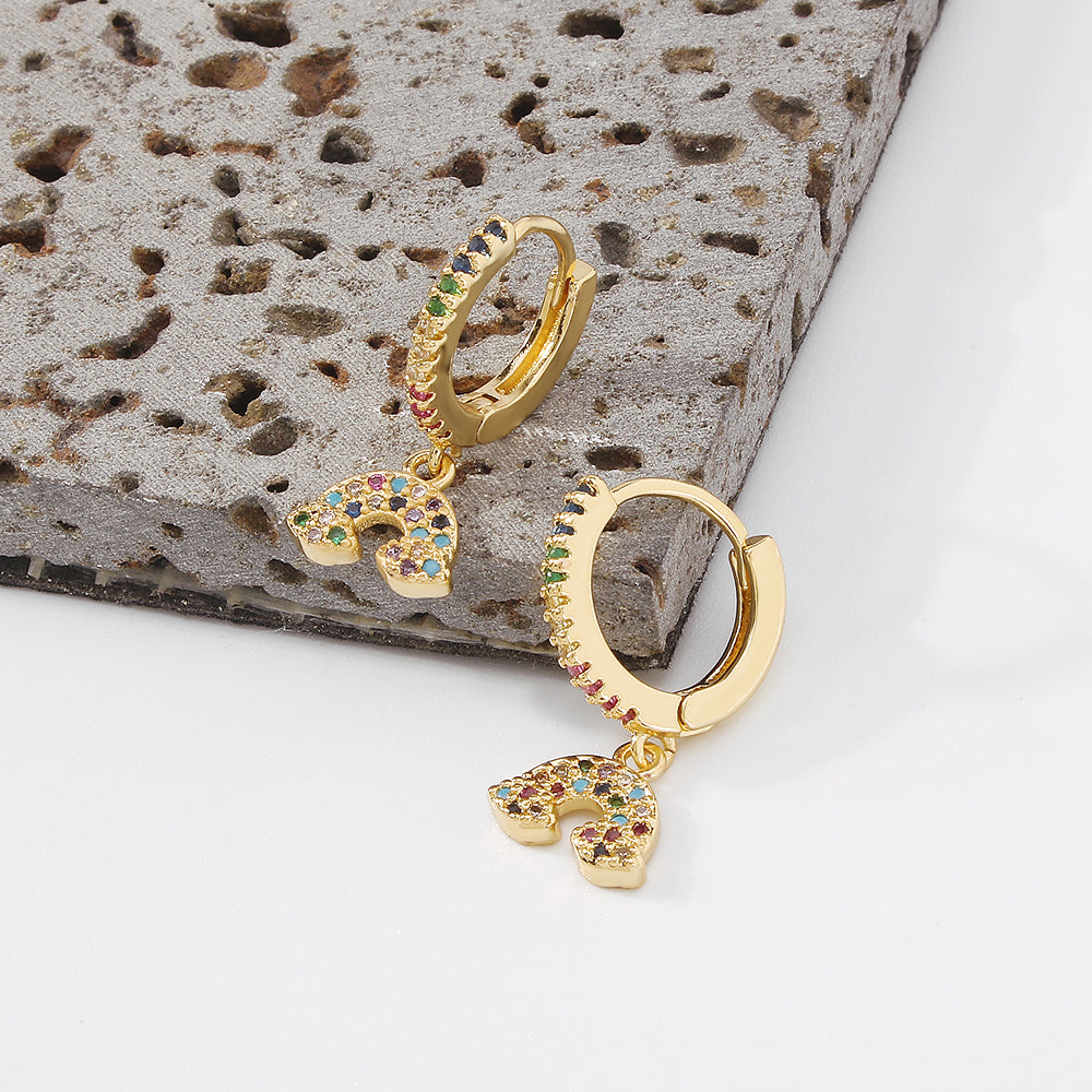 18K Gold Plated Copper CZ Dangle Huggies medyjewelry