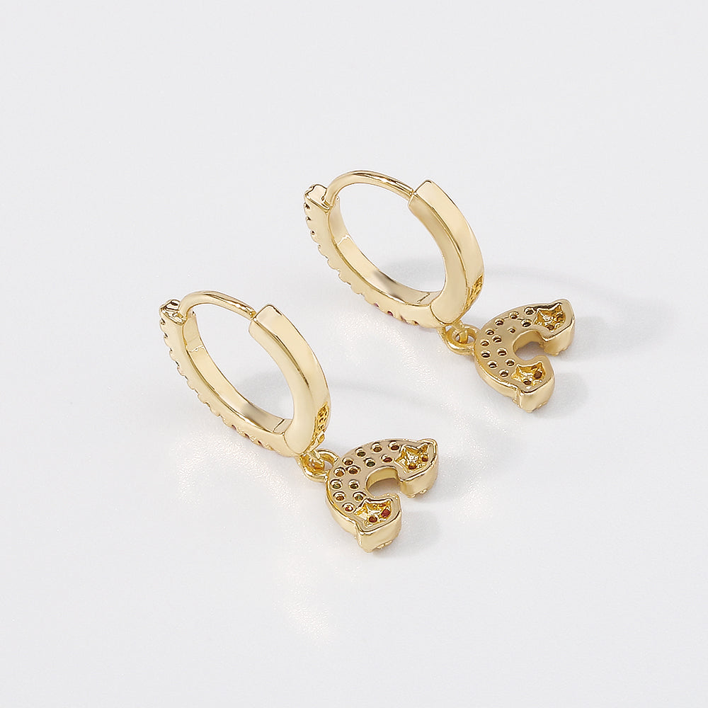 18K Gold Plated Copper CZ Dangle Huggies medyjewelry