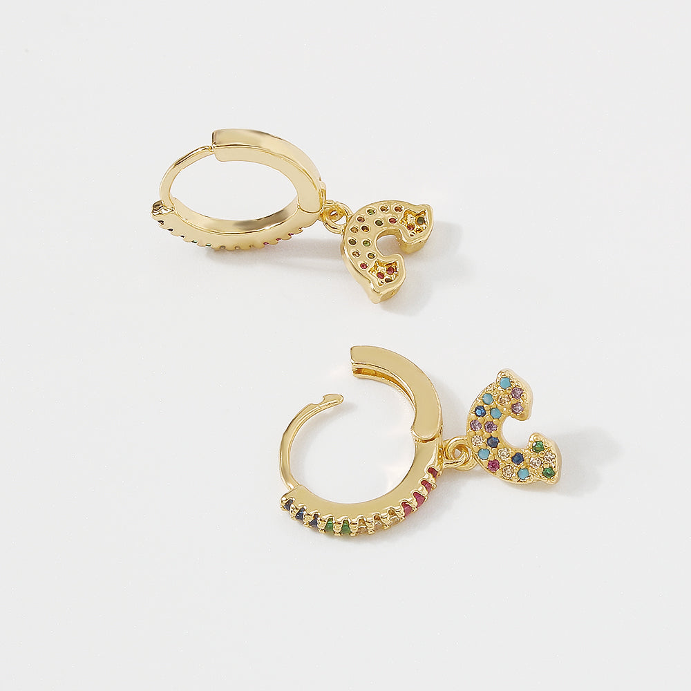 18K Gold Plated Copper CZ Dangle Huggies medyjewelry