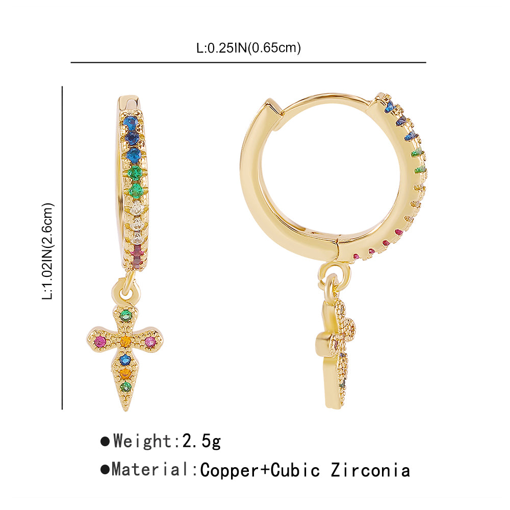 18K Gold Plated Copper CZ Dangle Huggies medyjewelry