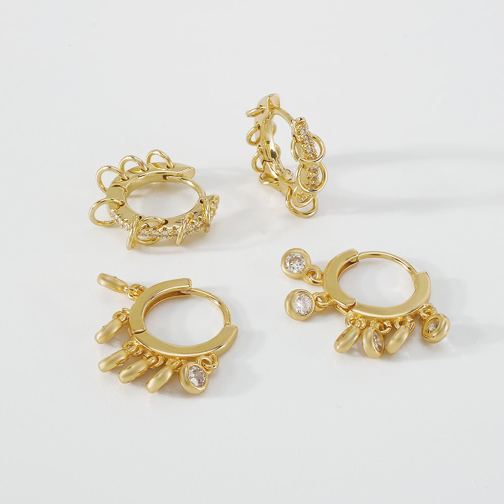 18K Gold Plated Copper Round Hoop Huggies Earrings medyjewelry