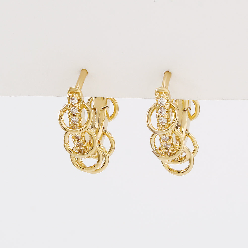 18K Gold Plated Copper Round Hoop Huggies Earrings medyjewelry
