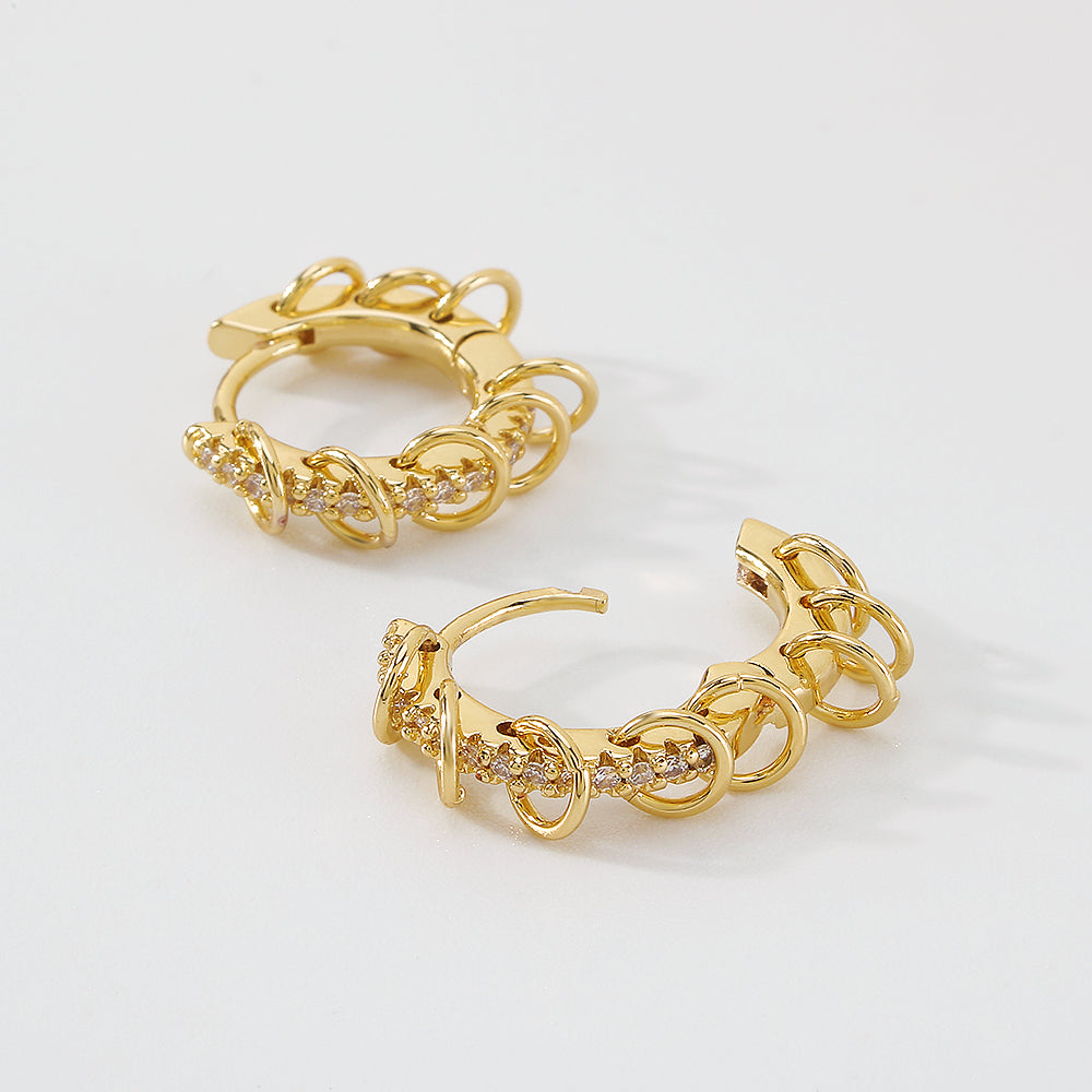 18K Gold Plated Copper Round Hoop Huggies Earrings medyjewelry