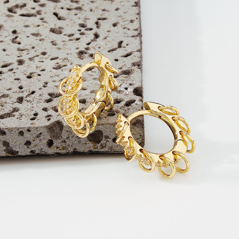 18K Gold Plated Copper Round Hoop Huggies Earrings medyjewelry