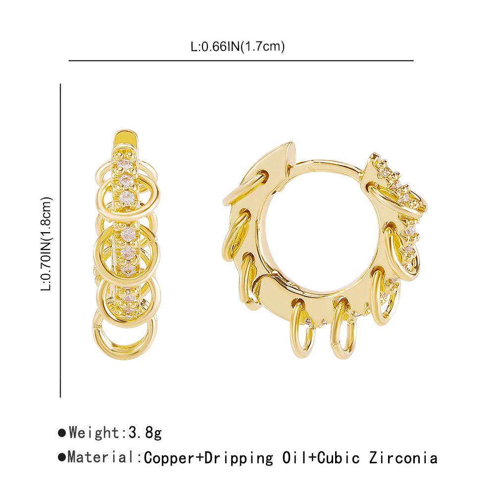 18K Gold Plated Copper Round Hoop Huggies Earrings medyjewelry