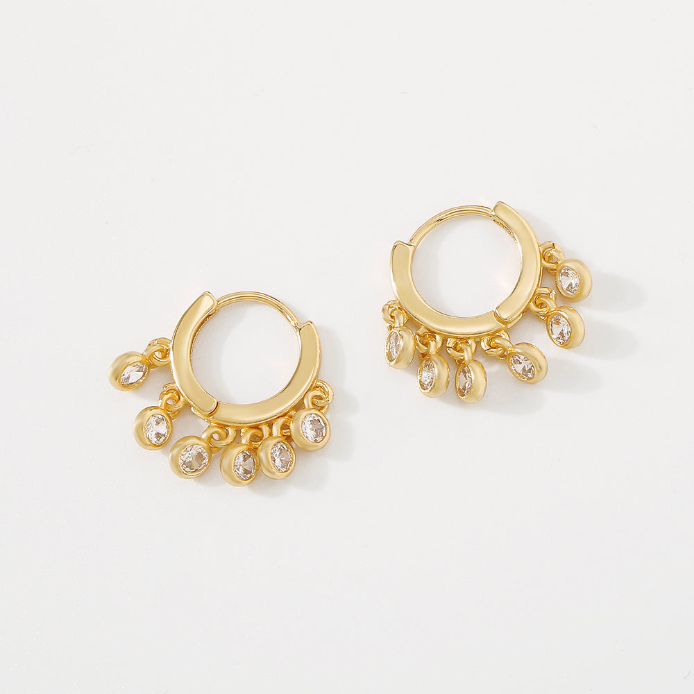 18K Gold Plated Copper Round Hoop Huggies Earrings medyjewelry