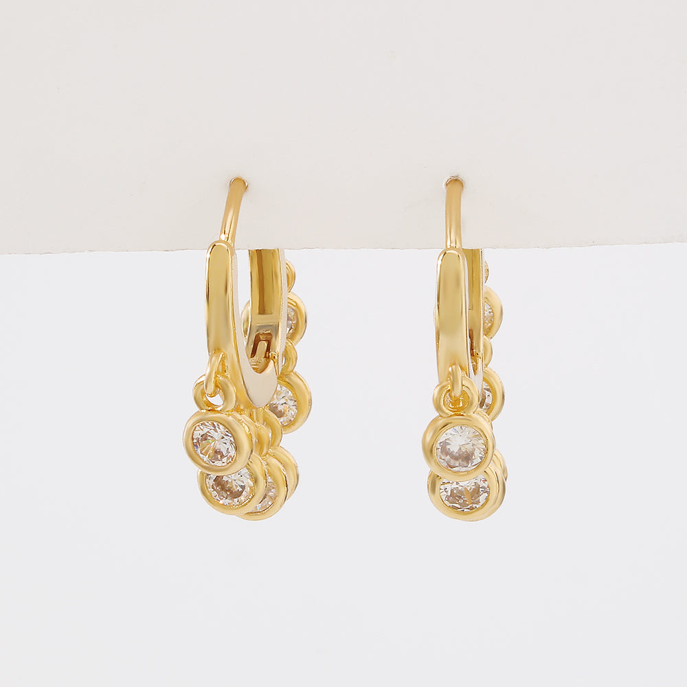 18K Gold Plated Copper Round Hoop Huggies Earrings medyjewelry